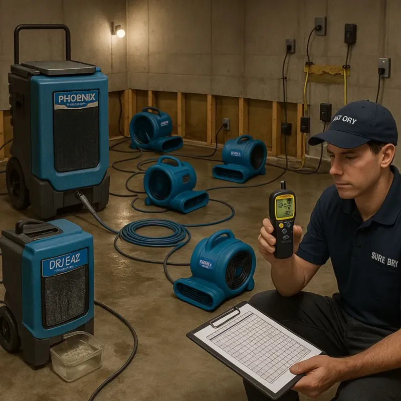 Structural Drying and Dehumidification process in East Northport, NY